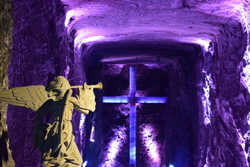 cross on salt cathedral, zipaquira, colombia