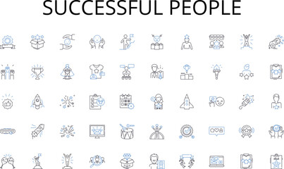 Successful people line icons collection. Automation, Smart, Connected, Efficient, Control, Secure, Comfort vector and linear illustration. Convenience,Integration,Innovation outline signs set