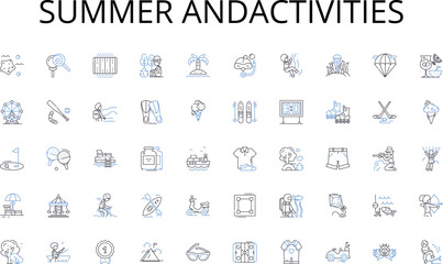 Summer andactivities line icons collection. Beer, Hops, Bitterness, Aroma, Flavor, Brewery, Homebrewing vector and linear illustration. Wort,Fermentation,Craft outline signs set