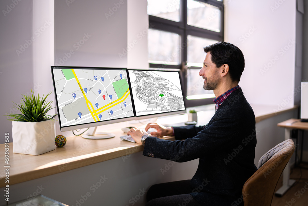 Poster Cadastre Plot Land Map. Building Project