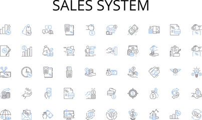 Sales system line icons collection. Emergency, Admission, Surgery, Medicine, Treatment, Consultation, Diagnosis vector and linear illustration. Radiology,Outpatient,Inpatient outline signs set