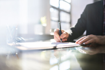 Signing Business Contract Document Or Agreement