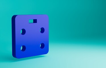 Blue Smart bathroom scales icon isolated on blue background. Weight measure equipment. Internet of things concept with wireless connection. Minimalism concept. 3D render illustration