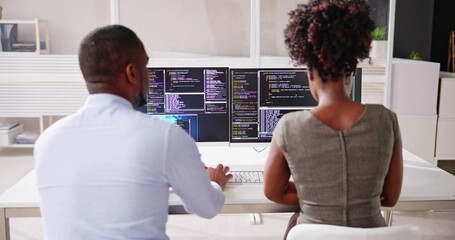African American Programmer Woman Coding