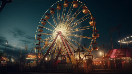 Ferris wheel in the amusement park. Generative Ai