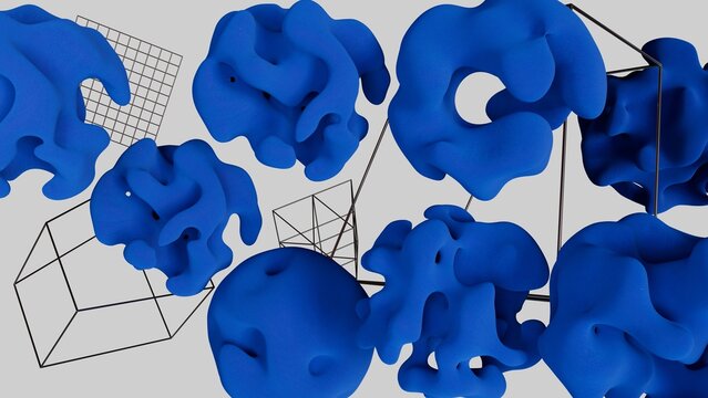 Royal Blue Abstract Jobbies with Metal Structures