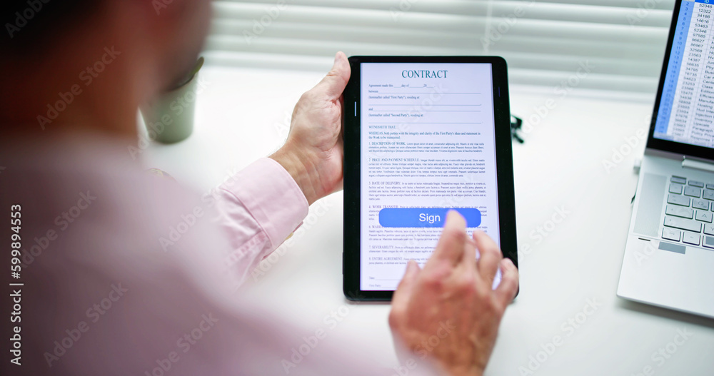 Poster Digital Signature On Contract Document Online