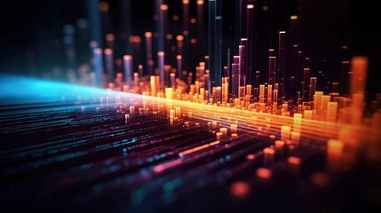 Fototapeta premium Modern digital abstract 3D background. Can be used in the description of network abilities, technological processes, digital storages, science, education, etc. Copy space. Based on Generative AI