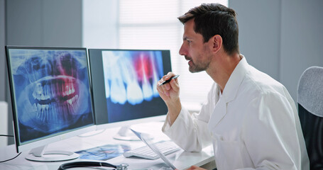 Radiologist Dentist Using X Ray Software