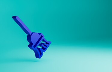 Blue Mop icon isolated on blue background. Cleaning service concept. Minimalism concept. 3D render illustration