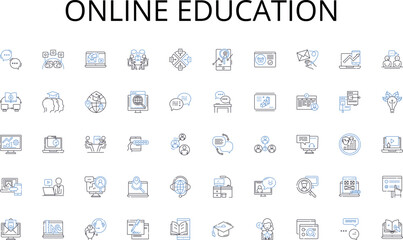 Online education line icons collection. Unity, Partnership, Solidarity, Collaboration, Bond, Support, Coalition vector and linear illustration. Cooperation,Nerk,Fellowship outline signs set