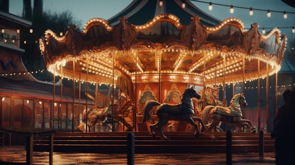Carousel at night. Generative Ai