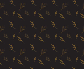 Flower Based Golden Yellow Color Repeatable Pattern on Dark background Fully Editable