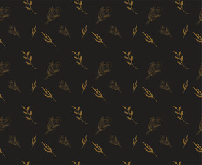 Flower Based Golden Yellow Color Repeatable Pattern on Dark background Fully Editable