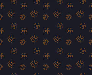Golden Petals Seamless Pattern on dark background Fully Editable
