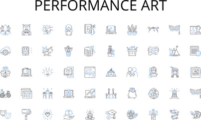 performance art line icons collection. Visionary, Empowerment, Resilience, Accountability, Innovation, Decisiveness, Trust vector and linear illustration. Influence,Inspiration,Communication outline