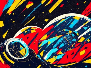magnificent and impressive outer space illustration, abstract and colorful universe, space exploration, blue, yellow, red, in the stars, space travel, by generative ai