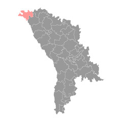 Briceni District map, province of Moldova. Vector illustration.