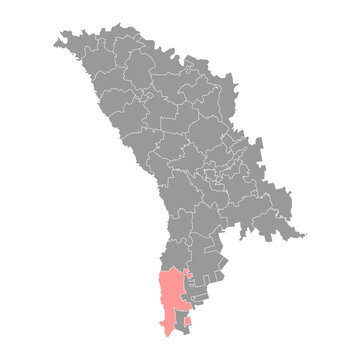 Cahul district map, province of Moldova. Vector illustration.