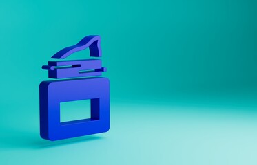 Blue Cream or lotion cosmetic jar icon isolated on blue background. Body care products for men. Minimalism concept. 3D render illustration
