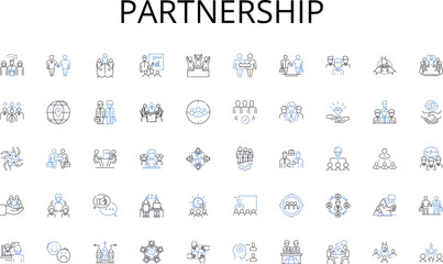 Partnership line icons collection. Icy, Winter, Hoarfrost, Chill, Snowflakes, Frozen, Cool vector and linear illustration. Frosty,Crisp,Nippy outline signs set