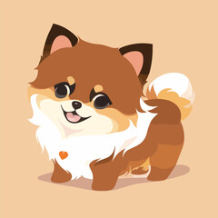 Cute pomeranian dog. Vector illustration in cartoon style