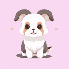 Cute cartoon dog. Vector illustration of a dog with a heart.