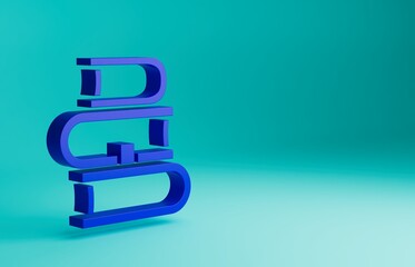 Blue Book icon isolated on blue background. Minimalism concept. 3D render illustration