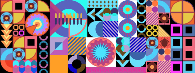 Vector flat mosaic background with shapes colorful colourful