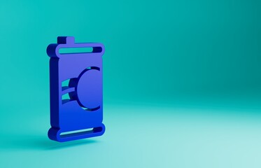 Blue Soda can icon isolated on blue background. Minimalism concept. 3D render illustration
