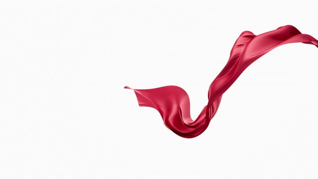 Red silk fabric, red cloth material flying in the wind , 3d rendering.