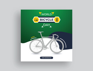 World Bicycle Day Web Banner, square Banner, and Social Media Post Template