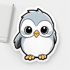 A cute chibi Penguin sticker with a white background, radiating adorable and lovable vibes. The chibi Penguin is depicted in a small and super deformed style, Generative AI