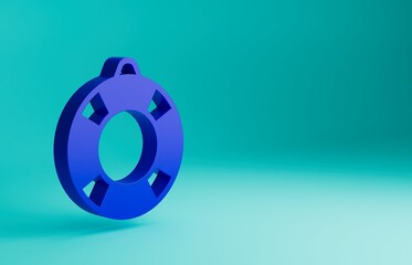 Blue Lifebuoy icon isolated on blue background. Lifebelt symbol. Minimalism concept. 3D render illustration