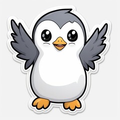 A joyful chibi Penguin sticker with a white background, radiating happiness and positivity in its cute chibi form, cute penguin sticker, Generative AI