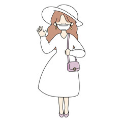 待ち合わせしている女の子マスクあり