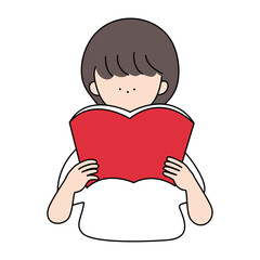本を読むショートカットの女の子