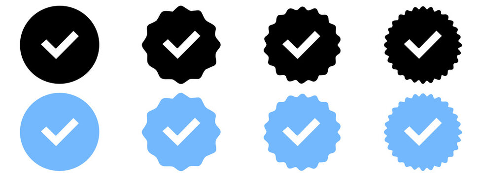 Premium Vector  Verified badges verified badge vector icons verification  symbol set social media account verification icons blue check mark icon  profile verified badge