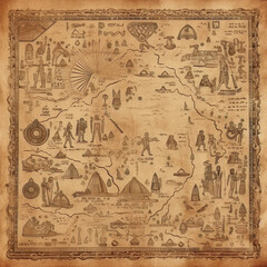 Fototapeta na wymiar Reverse map, Egyptian literature, treasure map, ancient literature, Egyptian papyrus