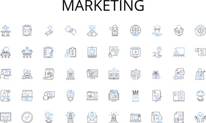 Marketing line icons collection. Boutique, Emporium, Market, Outlet, Superstore, Boutiquey, Specialty vector and linear illustration. Mercantile,Convenience,Unique outline signs set