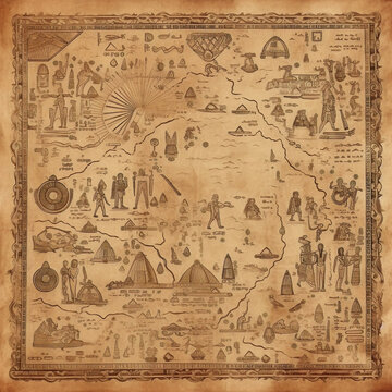 Reverse map, Egyptian literature, treasure map, ancient literature, Egyptian papyrus
