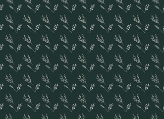 Simple Floral and Leave Combo Seamless pattern on Ligh green background