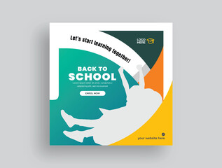 School admission, back to school, web banner, square banner, and social media post template