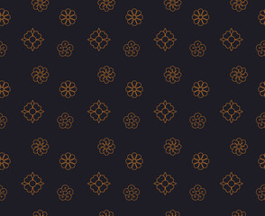 Golden Petals Seamless Pattern on dark background 