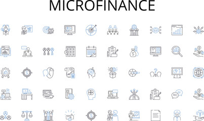 microfinance line icons collection. Partnership, Colleagues, Teamwork, Collaboration, Cohesion, Unity, Comrades vector and linear illustration. Fellowship,Connections,Bonding outline signs set