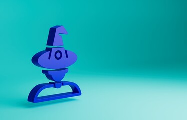 Blue Witch icon isolated on blue background. Happy Halloween party. Minimalism concept. 3D render illustration