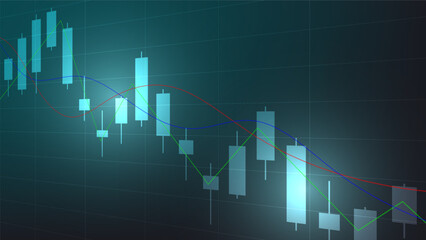 finance background. candlesticks chart on dark screen. stock market and business investment concept