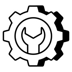 Editable design icon of repair tools, gear with spanner