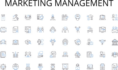 Marketing management line icons collection. Leader, Manager, Supervisor, Director, Executive, CEO, President vector and linear illustration. Head,Superior,Employer outline signs set