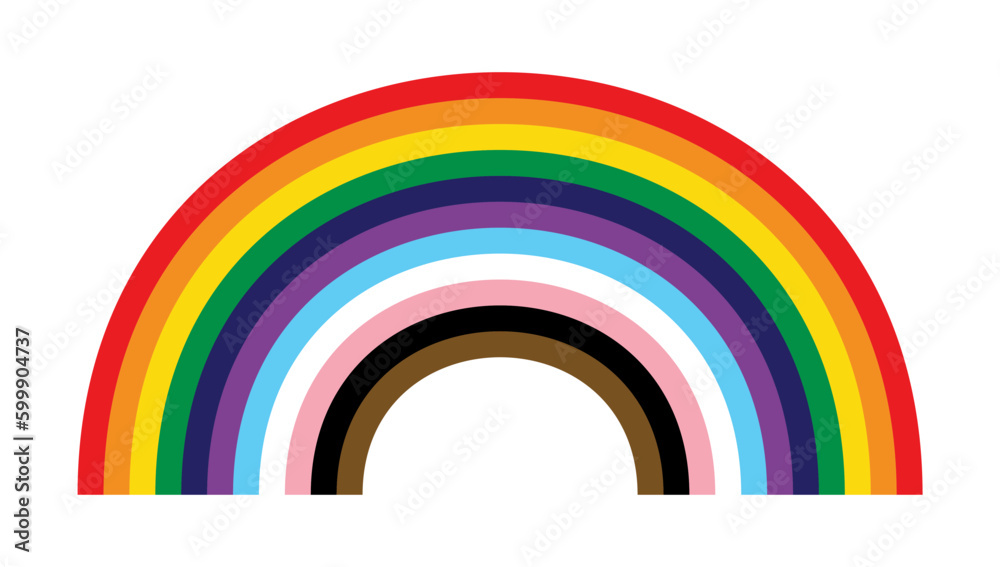 Wall mural inclusive pride flag rainbow. lgbtq+ flag rainbow illustration. rainbow shape with lgbt pride flag s